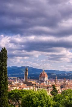 Florence, along the Arno River, in the Tuscany region of Italy.