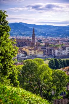 Florence, along the Arno River, in the Tuscany region of Italy.