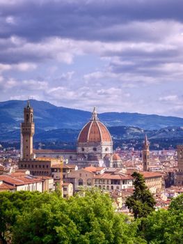 Florence, along the Arno River, in the Tuscany region of Italy.