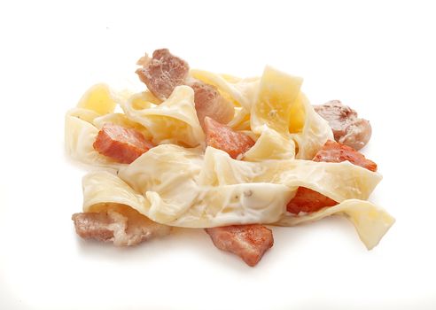 Isolated pasta carbonara on the white background