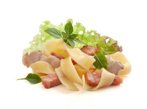 Isolated pasta carbonara on the white background