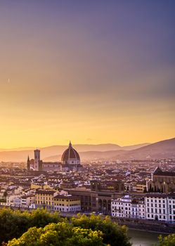 The sunset over Florence, capital of Italy’s Tuscany region.