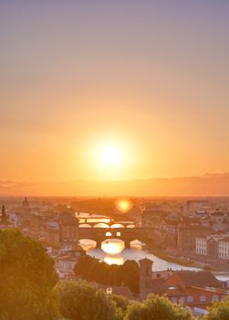 The sunset over Florence, capital of Italy’s Tuscany region.