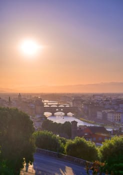 The sunset over Florence, capital of Italy’s Tuscany region.