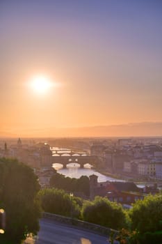 The sunset over Florence, capital of Italy’s Tuscany region.