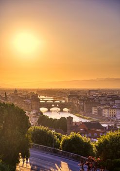 The sunset over Florence, capital of Italy’s Tuscany region.