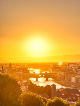 The sunset over Florence, capital of Italy’s Tuscany region.