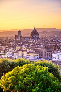 The sunset over Florence, capital of Italy’s Tuscany region.