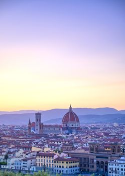 The sunset over Florence, capital of Italy’s Tuscany region.