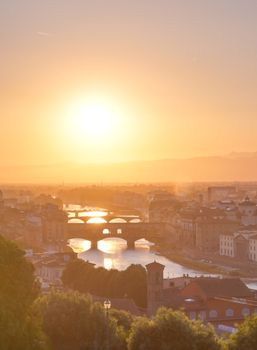 The sunset over Florence, capital of Italy’s Tuscany region.