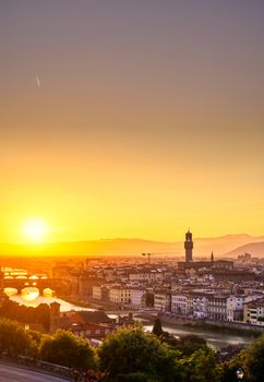 The sunset over Florence, capital of Italy’s Tuscany region.