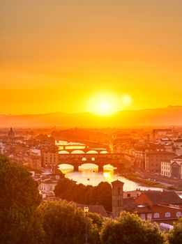 The sunset over Florence, capital of Italy’s Tuscany region.