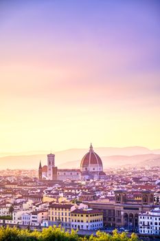 The sunset over Florence, capital of Italy’s Tuscany region.