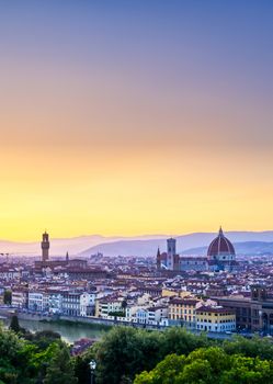 The sunset over Florence, capital of Italy’s Tuscany region.