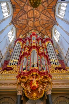 Haarlem, Netherlands - April 30, 2019 - The interior of the St. Bavo Church in the Dutch city of Haarlem, the Netherlands.