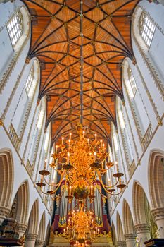 Haarlem, Netherlands - April 30, 2019 - The interior of the St. Bavo Church in the Dutch city of Haarlem, the Netherlands.