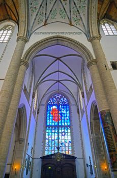 Haarlem, Netherlands - April 30, 2019 - The interior of the St. Bavo Church in the Dutch city of Haarlem, the Netherlands.