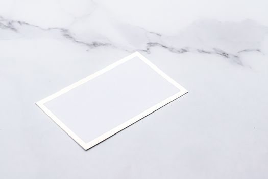 Chic business card or invitation mockup on marble background, paper and stationery branding design