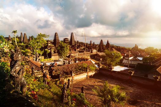 Pura Besakih temple view from rear.The  largest hindu temple of Bali, Indonesia.