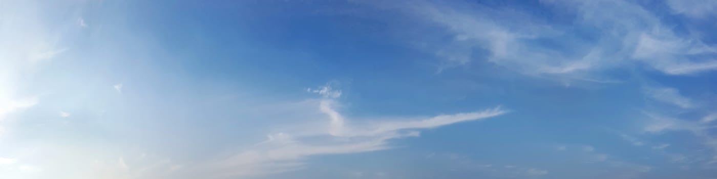 Panorama sky with cloud on a sunny day. Beautiful cirrus cloud.