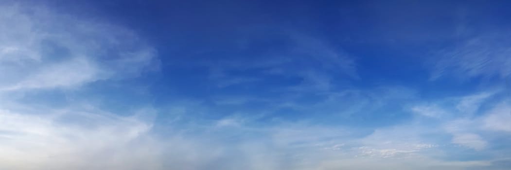 Panorama sky with cloud on a sunny day. Beautiful cirrus cloud.