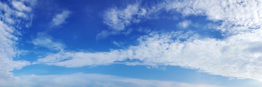 Panorama sky with cloud on a sunny day. Beautiful cirrus cloud.