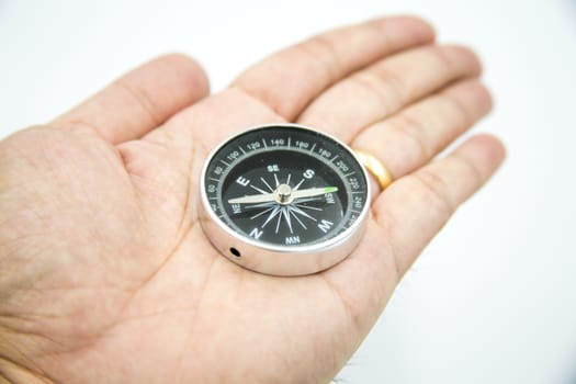 The compass on my hand is in a white background.