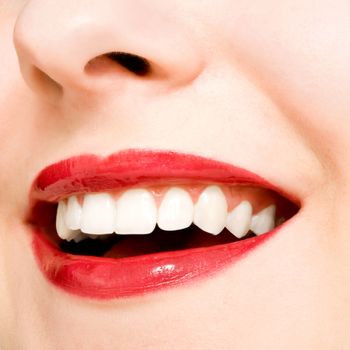 Perfect smile and healthy white natural teeth, happy smiling for dental and beauty ads