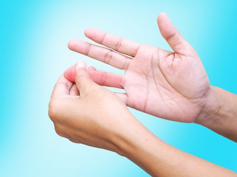 Close-up of hands and fingers pain and inflammation