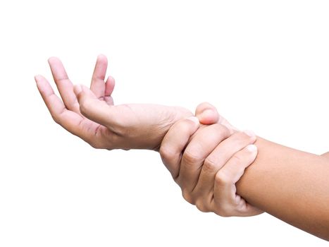 Close-up of body hand suffering with wrist pain