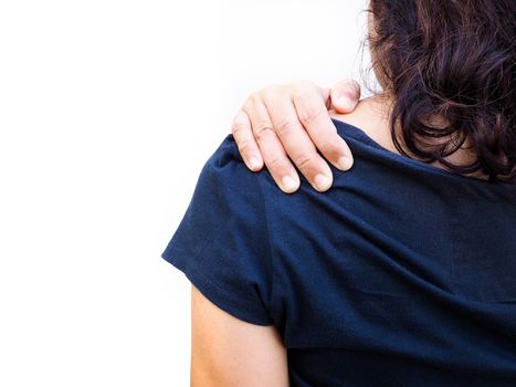 Women suffering from muscle pain, Back and shoulder pain