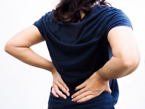 Thai asian woman with lumbar pain, backache