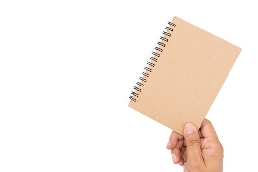 Hold the book in the bottom right hand corner of the image on a white background.