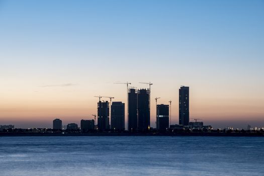 Dubai, United Arab Emirates. February 2nd, 2018.Construction site at sunrise. United Arab Emirates Credit: David GABIS/Alamy Live News