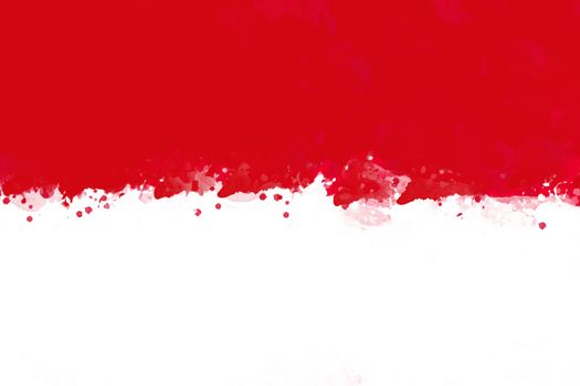 Flag of Indonesia by watercolor paint brush, grunge style