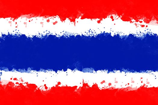 Flag of Thailand by watercolor paint brush, grunge style