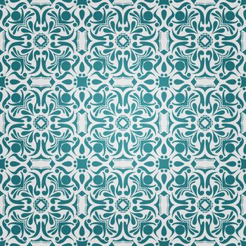 Blue and white vintage floral background pattern wallpaper with gradient