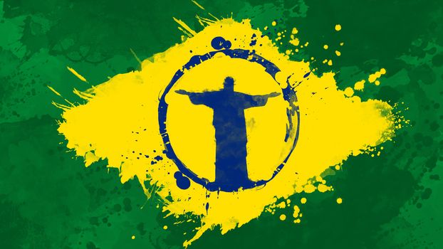 RIO DE JANEIRO, BRAZIL flag painting , grunge style