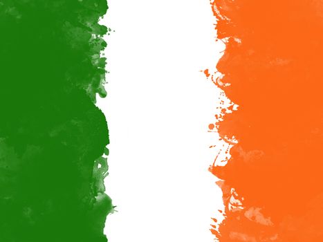 Flag of Ireland by watercolor paint brush, grunge style