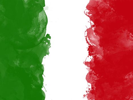 Flag of Italy by watercolor paint brush, grunge style