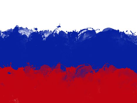 Flag of Russia by watercolor paint brush, grunge style