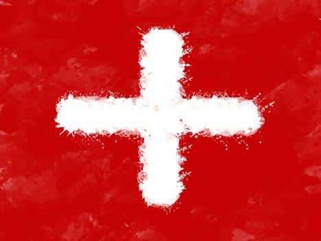 Flag of Switzerland by watercolor paint brush, grunge style