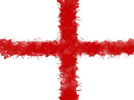 Flag of England by watercolor paint brush, grunge style