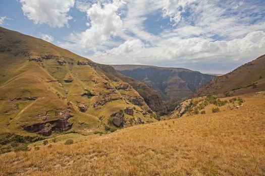 The Cateract Valley form part of a hiking trail from the Injisuthi Camp, Maloti-Drakensberg Park.