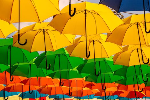 Colorful umbrellas decoration welcoming the summer