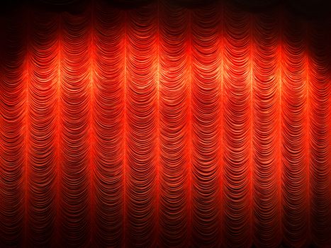 spotlight on red layer curtain or drapes background at theater