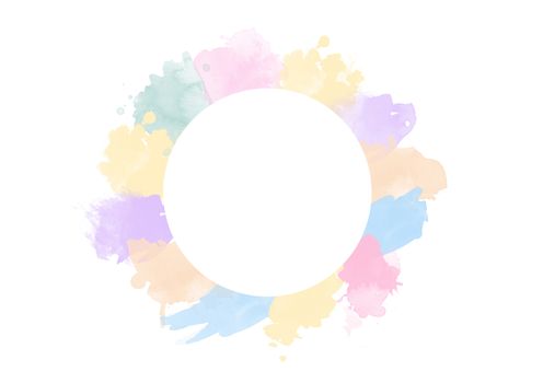 splattered watercolor circle border pastel color, wreath border.