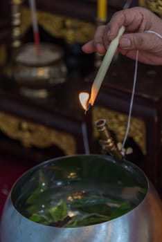 Ang Thong, Thailand - May 21, 2017 : Thai monk ritual for cerebrate the new house or house-warming ceremony in buddhist in Thailand