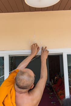 Ang Thong, Thailand - May 21, 2017 : Thai monk ritual for cerebrate the new house or house-warming ceremony in buddhist in Thailand