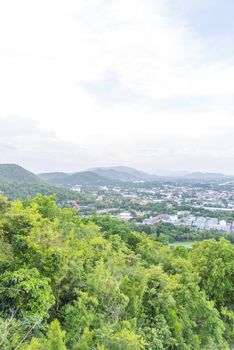 Prachuap Khiri Khan, Thailand - June 17, 2017 : Cityscape view from mountain of Hua Hin. Hua Hin is favourite city for travel in Thailand beautiful beach, sea, hotel and resort at Prachuap Khiri Khan.